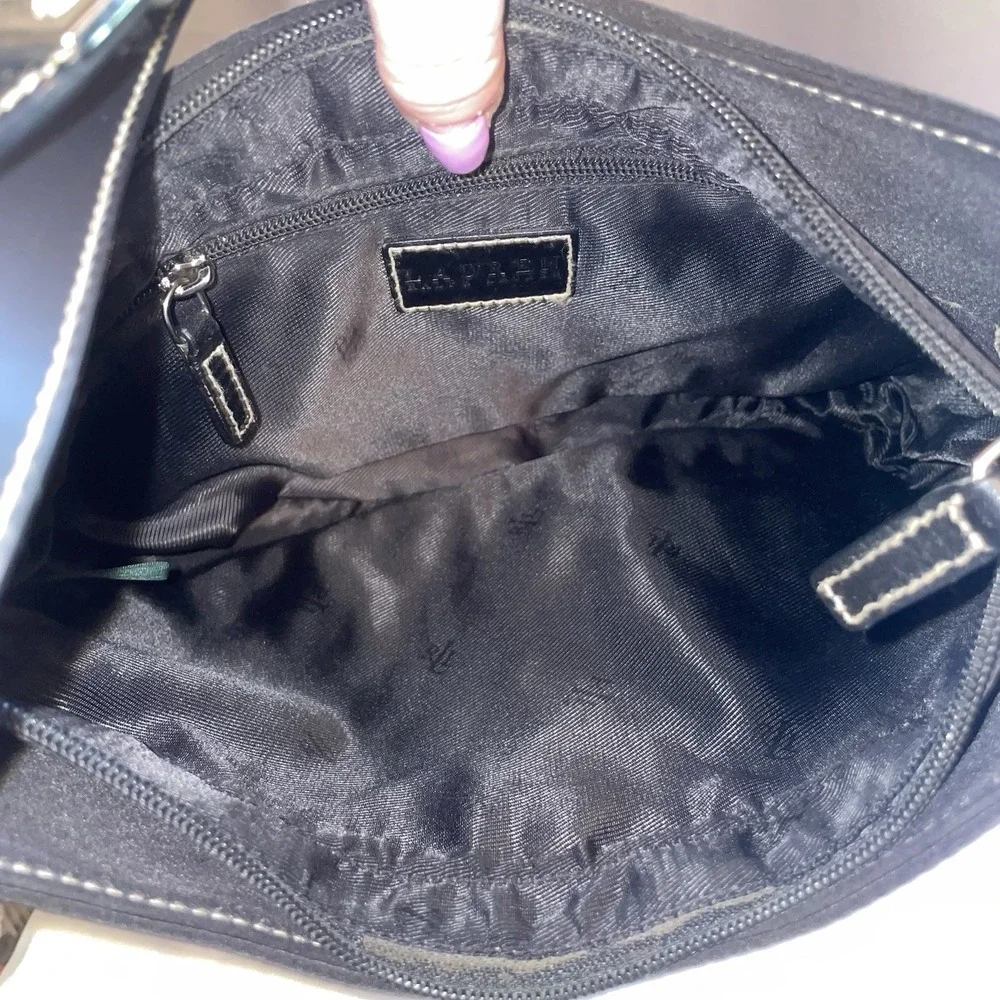 Lauren Ralph Lauren LRL Black Nylon Shoulder Bag Hobo Purse Shoulder Bag